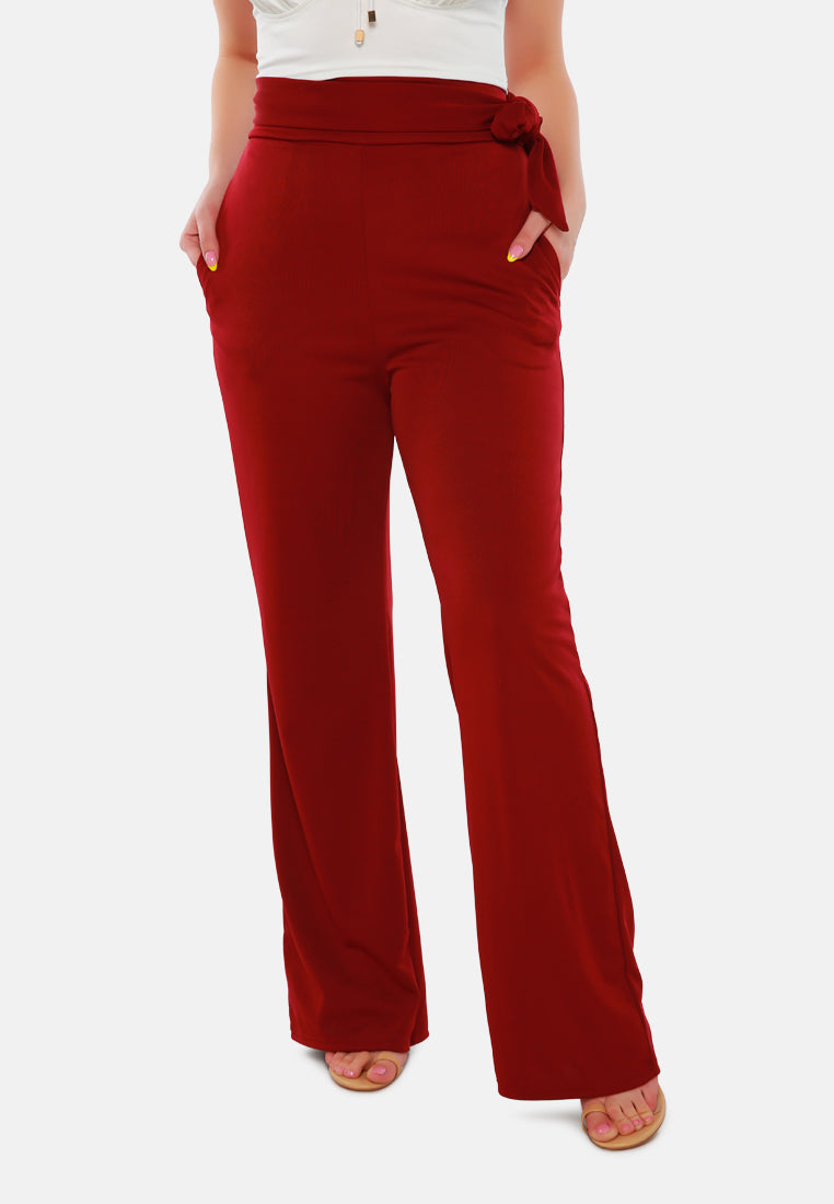 high waist wide leg pants#color_wine-red