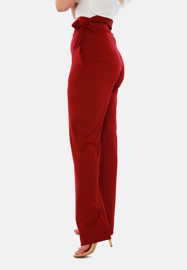 high waist wide leg pants#color_wine-red