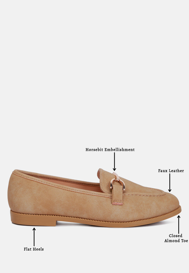 horsebit detail flat loafers by ruw#color_beige