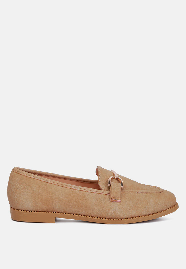 horsebit detail flat loafers by ruw#color_beige