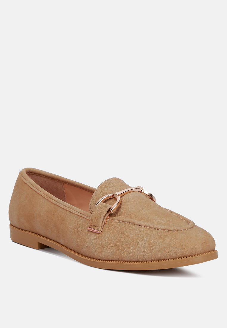 horsebit detail flat loafers by ruw#color_beige