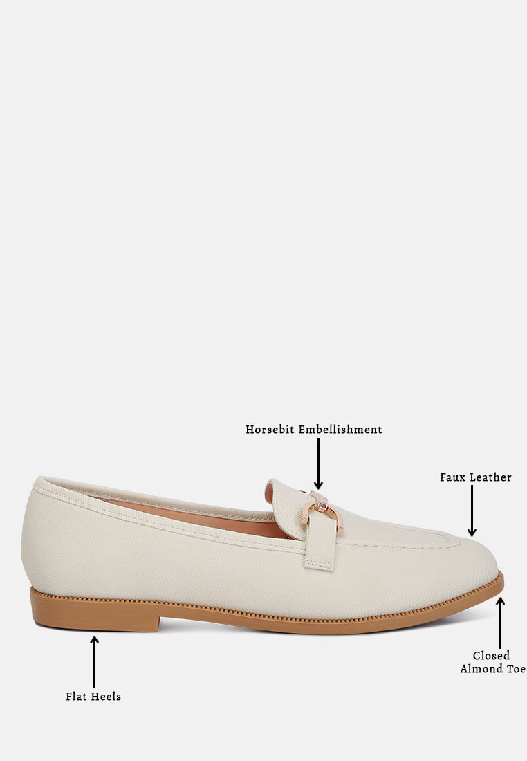 horsebit embellished flat loafers by ruw#color_off-white