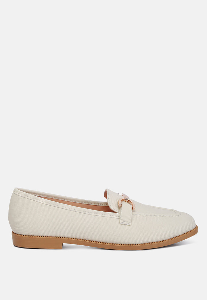 horsebit embellished flat loafers by ruw#color_off-white