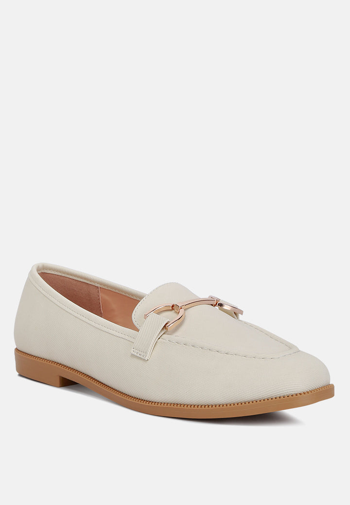 horsebit embellished flat loafers by ruw#color_off-white