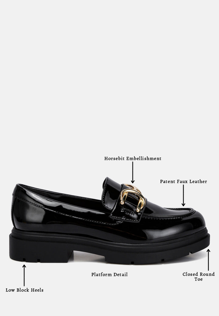 horsebit embellished platform loafers by  ruw#color_black