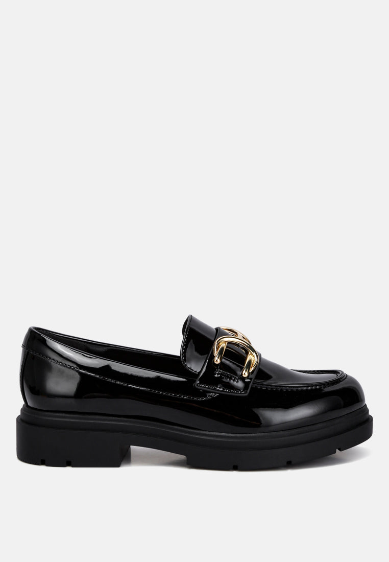 horsebit embellished platform loafers by  ruw#color_black