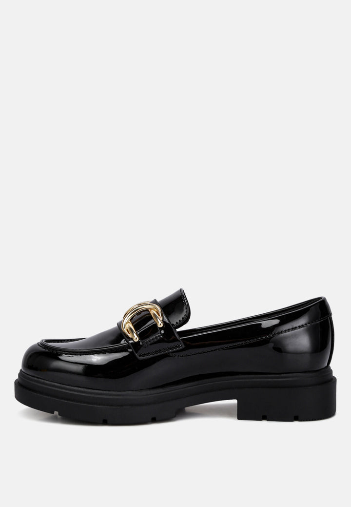 horsebit embellished platform loafers by  ruw#color_black