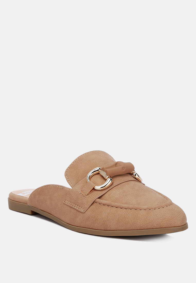 horsebit raffia Slip On Mules by ruw#color_taupe