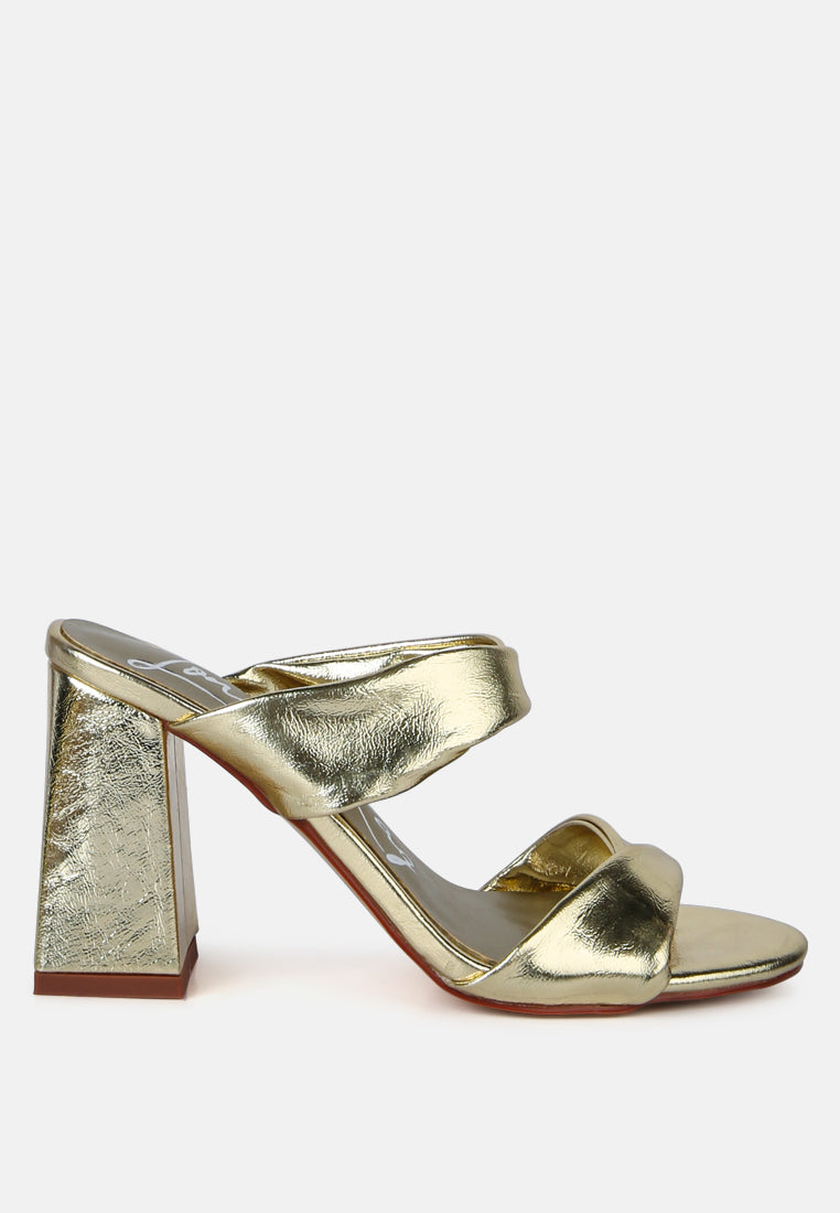 hot mess high heeled block sandal#color_gold