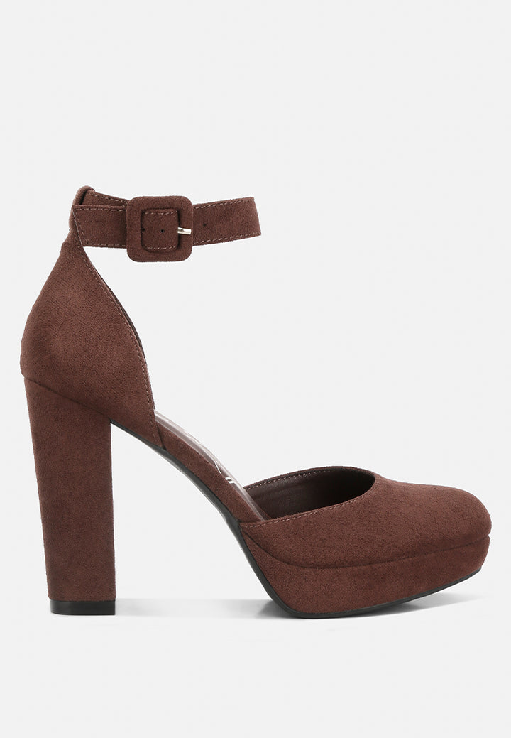 ankle strap platform heel sandals by ruw#color_brown