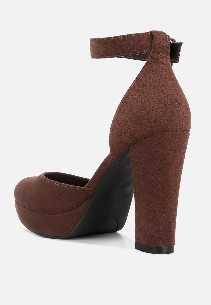 ankle strap platform heel sandals by ruw#color_brown