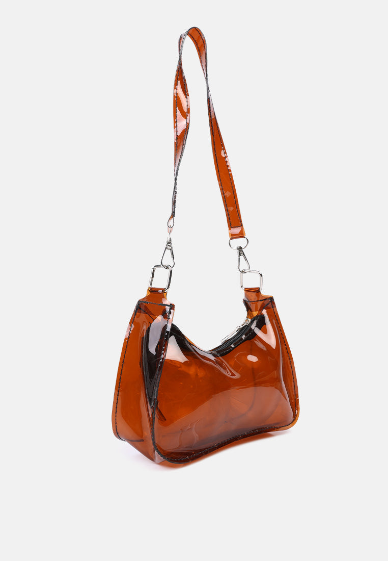 jelly baguette bag#color_brown