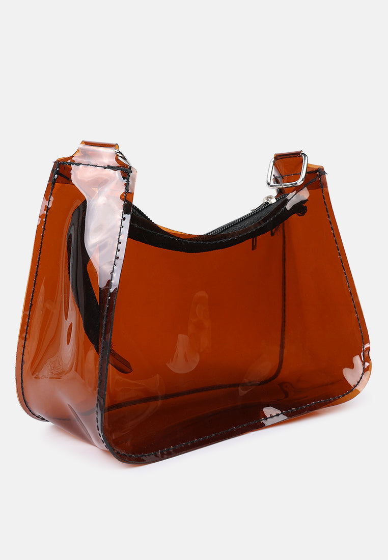 jelly baguette bag#color_brown