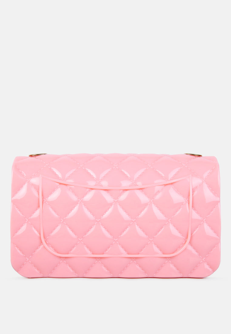 jelly quilted rectangular sling bag#color_pink