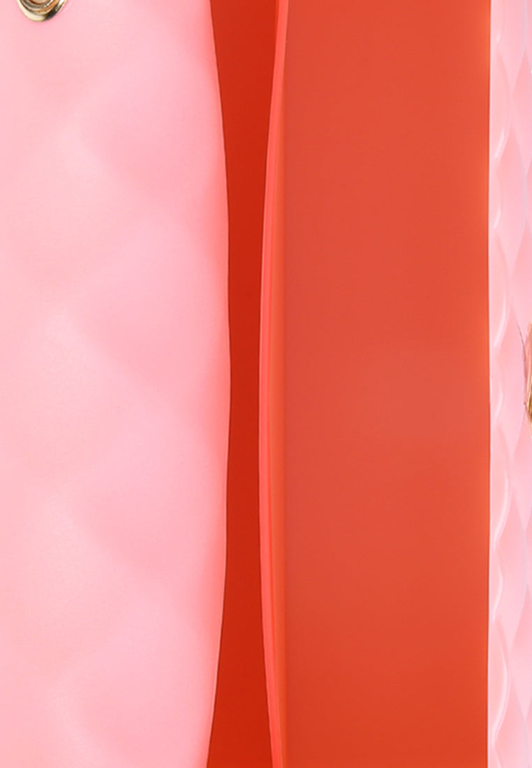 jelly quilted rectangular sling bag#color_pink