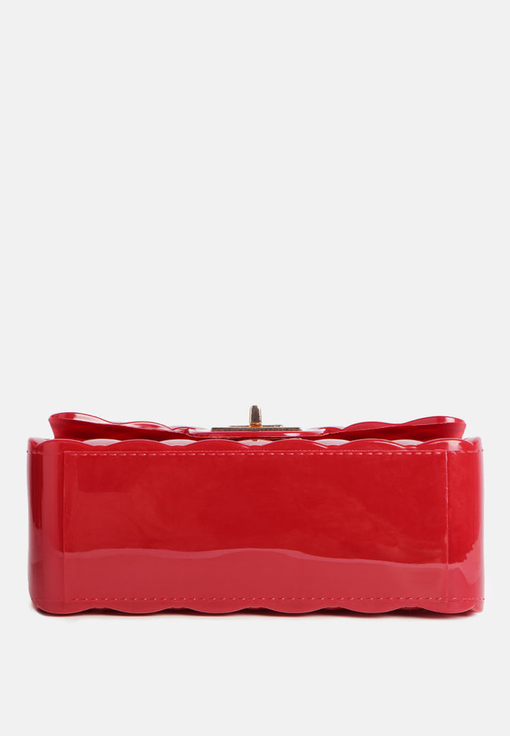 jelly quilted rectangular sling bag#color_red