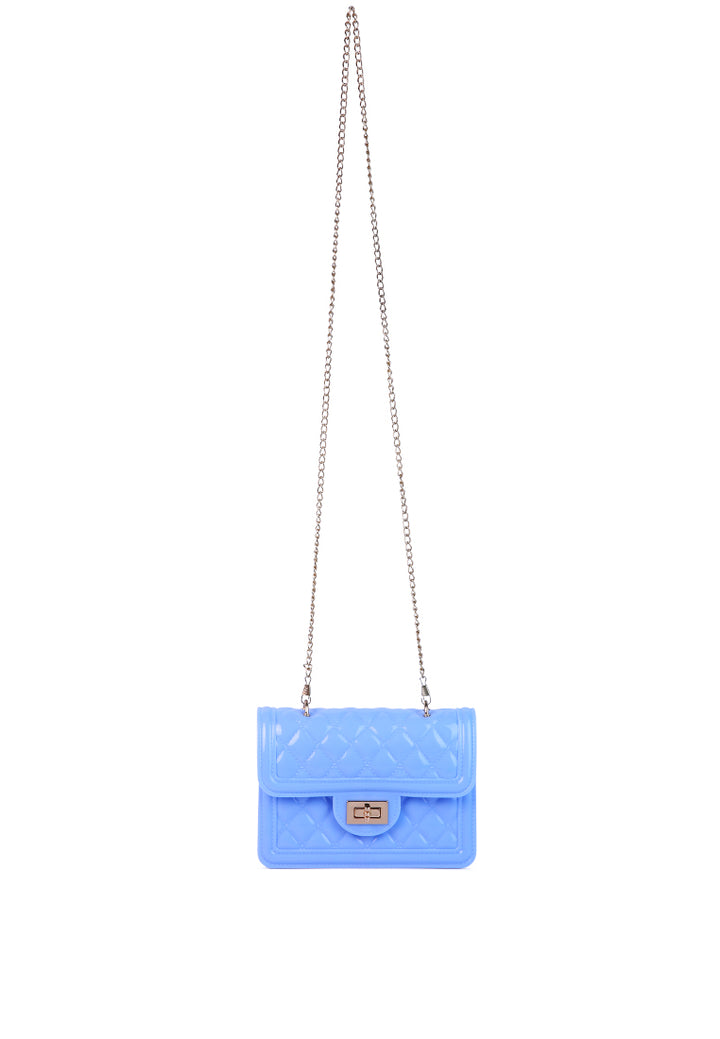 jelly quilted sling bag#color_blue