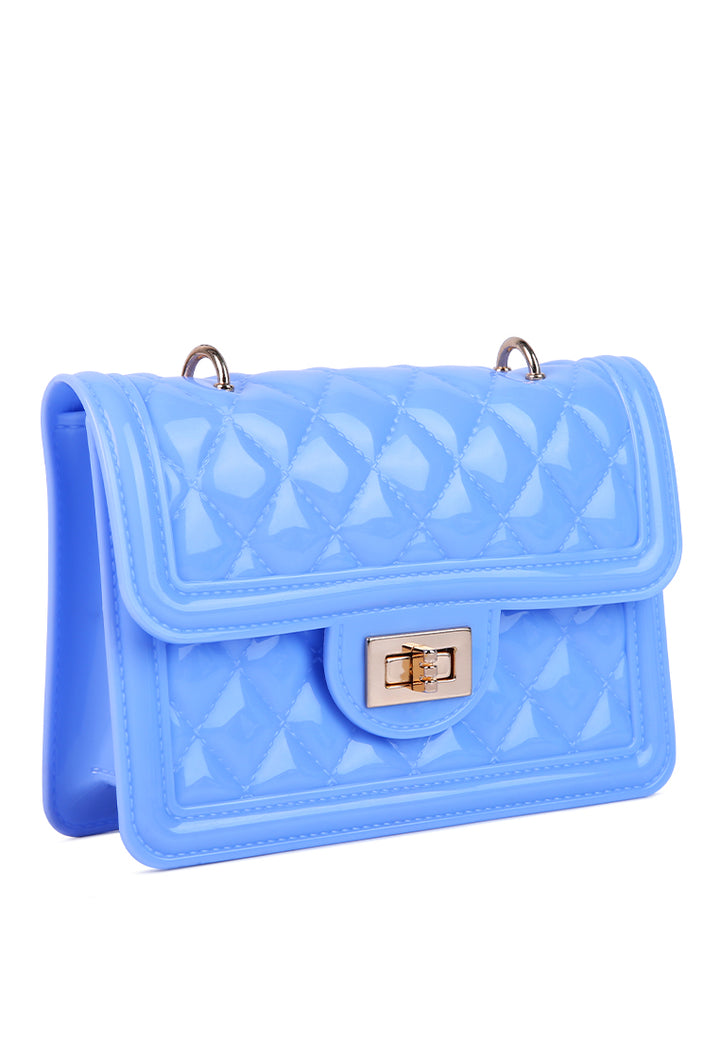 jelly quilted sling bag#color_blue