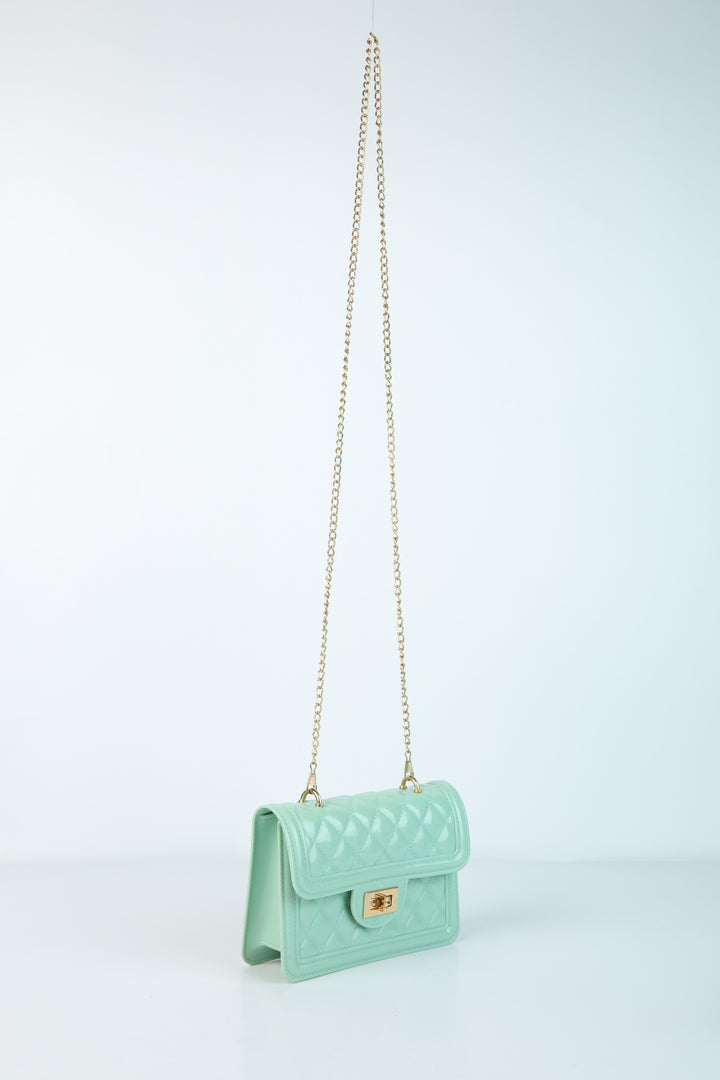 jelly quilted sling bag#color_mint