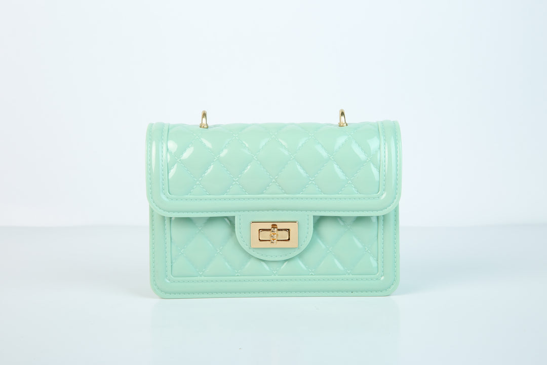 jelly quilted sling bag#color_mint