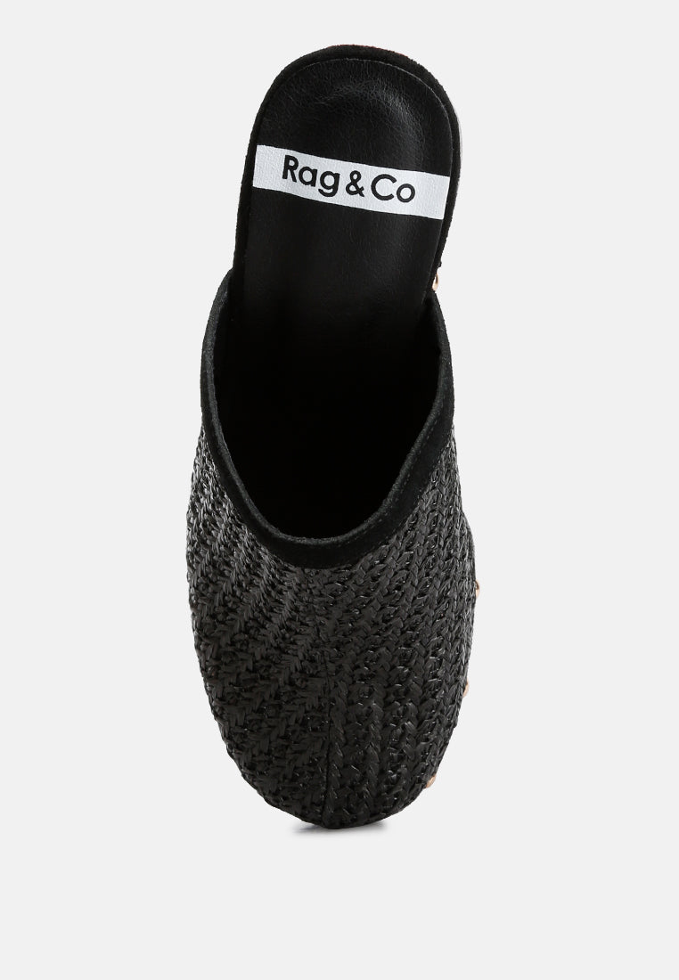 raffia platform clogs by ruw#color_black