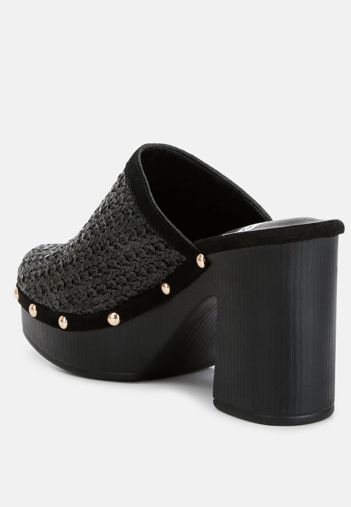 raffia platform clogs by ruw#color_black