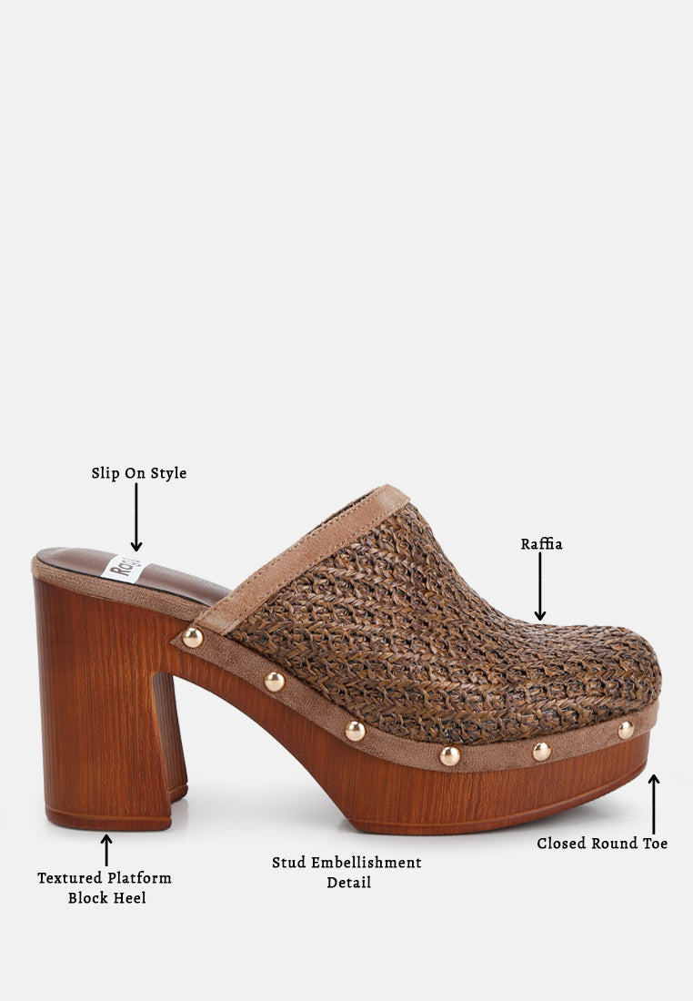 raffia platform clogs by ruw#color_brown