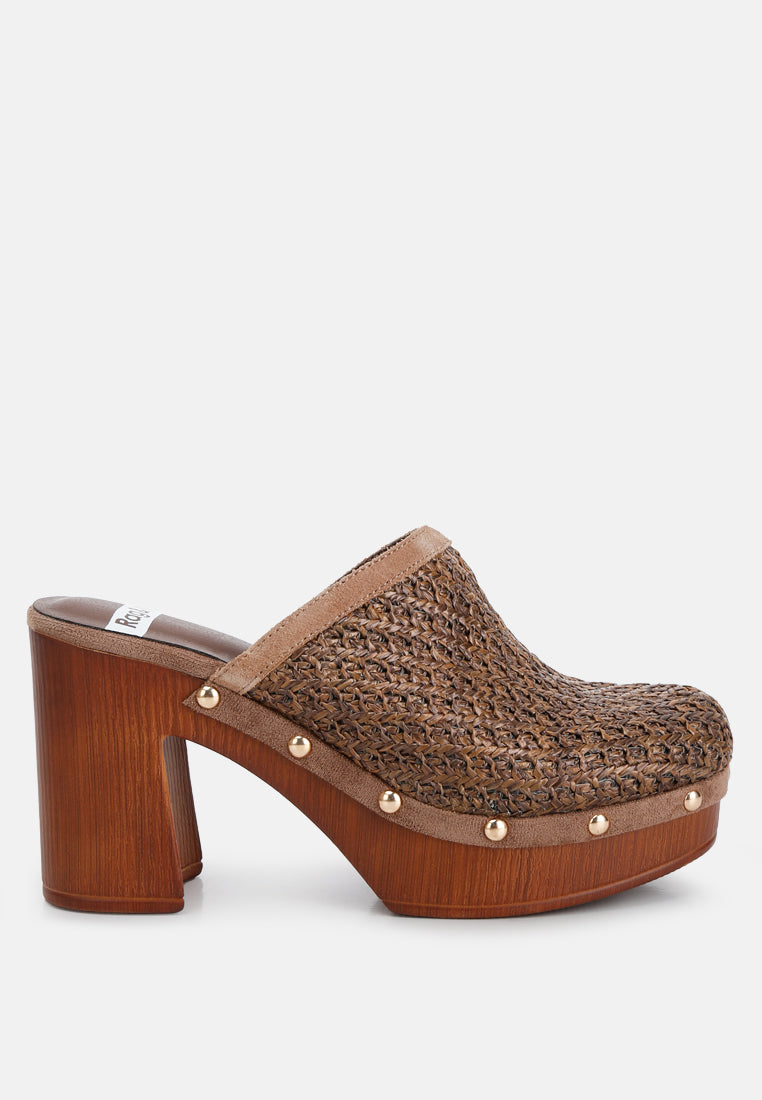 raffia platform clogs by ruw#color_brown