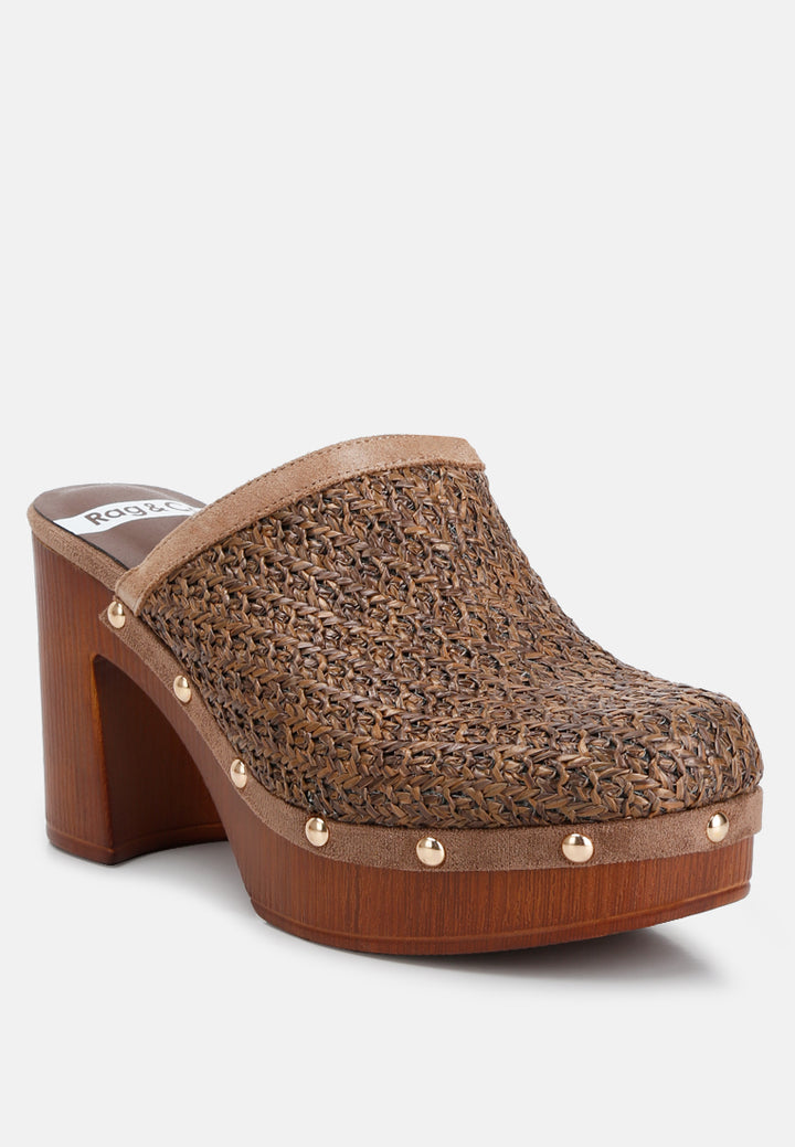 raffia platform clogs by ruw#color_brown