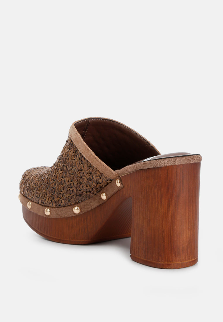 raffia platform clogs by ruw#color_brown