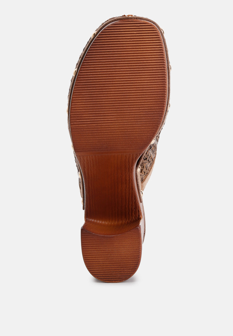 raffia platform clogs by ruw#color_brown