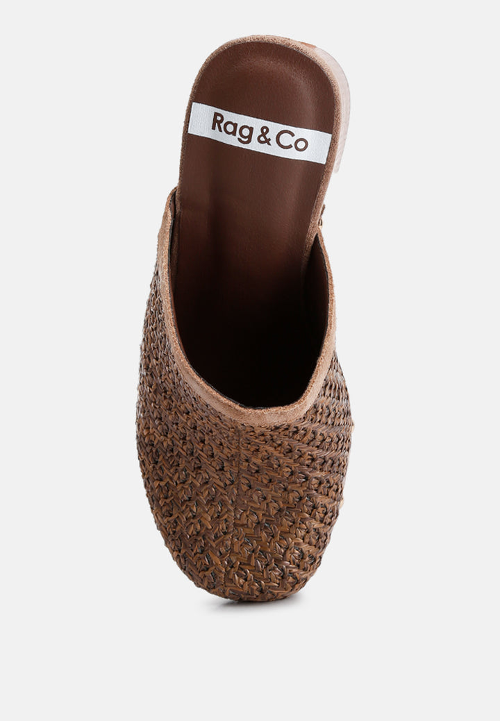 raffia platform clogs by ruw#color_brown