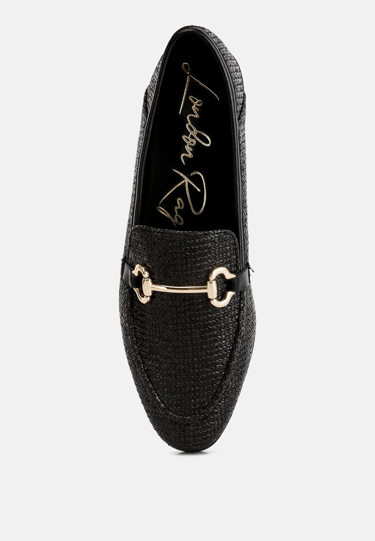 jiro horsebit detail flat loafers#color_black