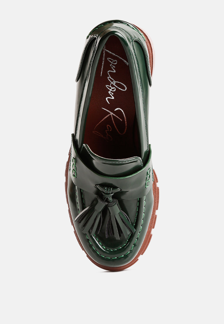 jonah tassels detail chunky loafers#color_dark-green