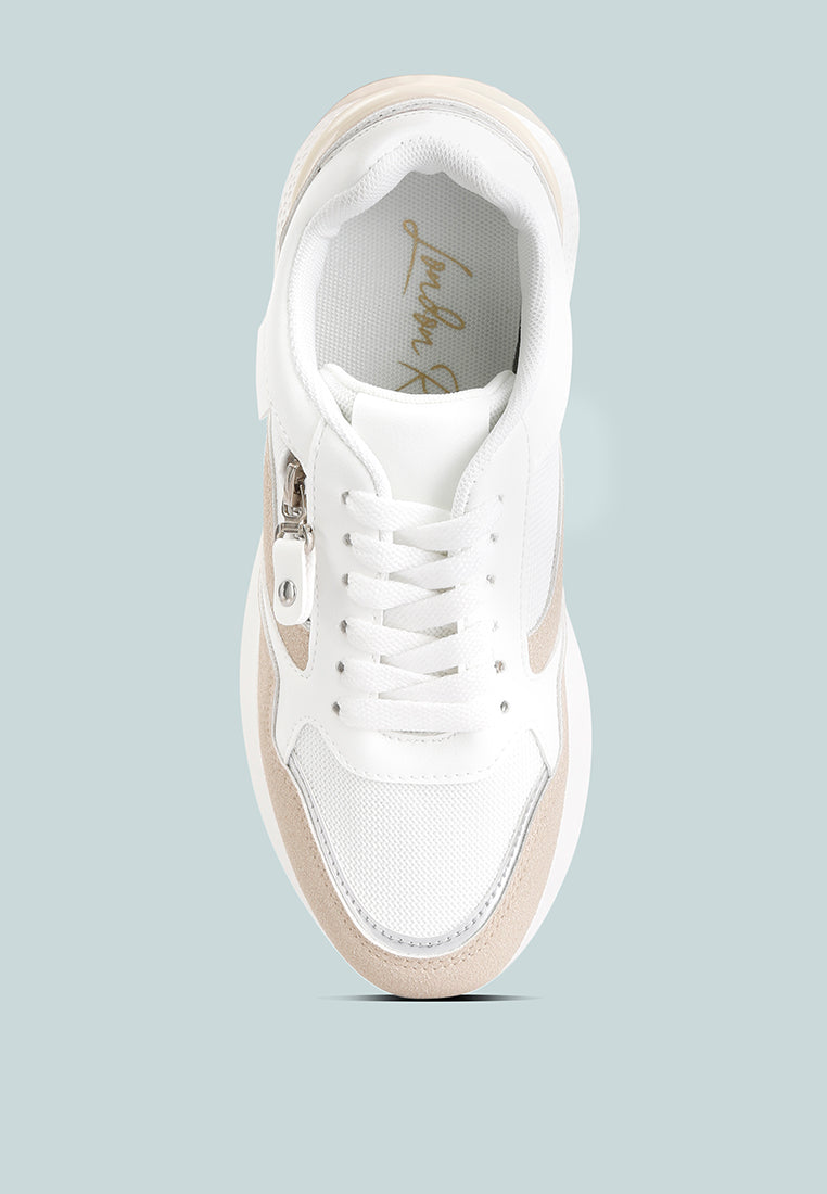 juliette chain detailing lace up sneakers#color_white