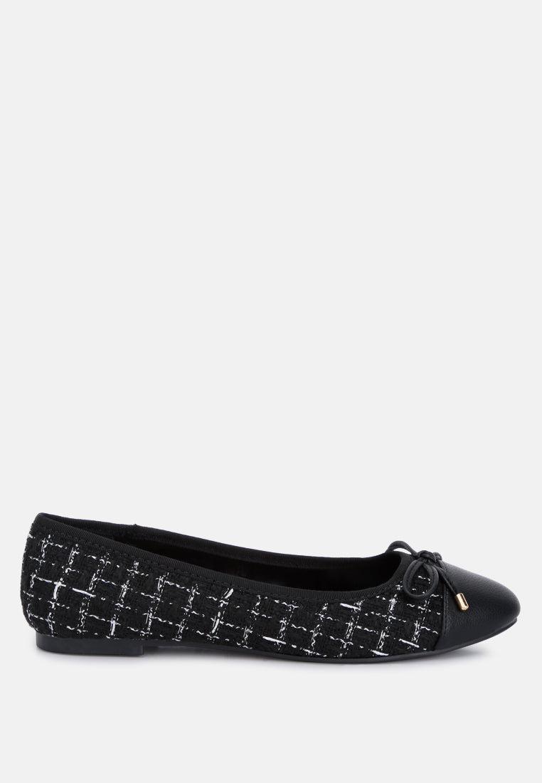 junpey plaid tweed ballet flats by ruw#color_black