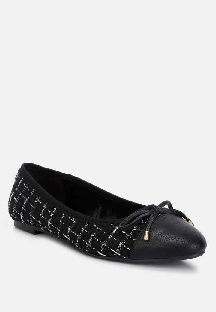 junpey plaid tweed ballet flats by ruw#color_black