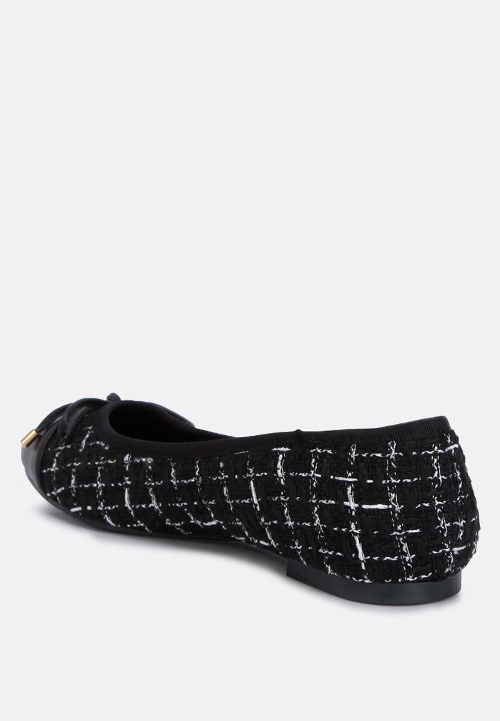 junpey plaid tweed ballet flats by ruw#color_black