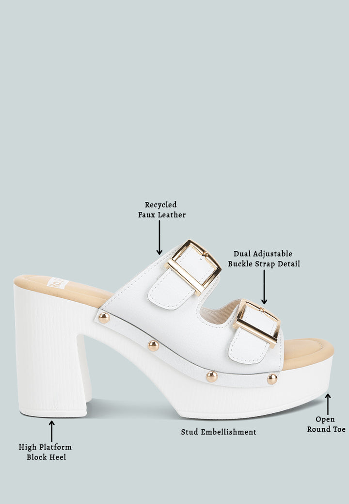 dual buckle strap clogs by ruw#color_white