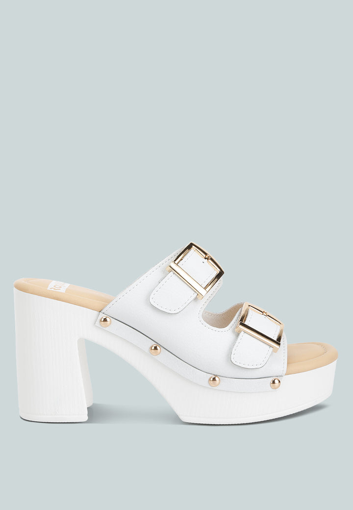 dual buckle strap clogs by ruw#color_white