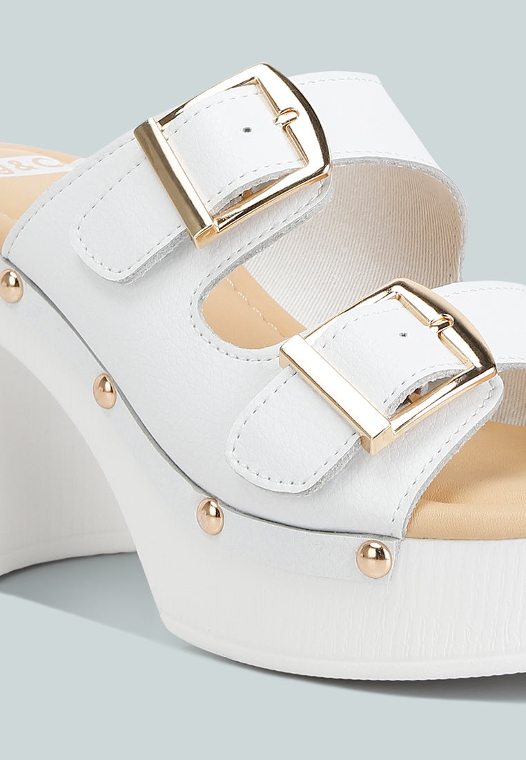 dual buckle strap clogs by ruw#color_white