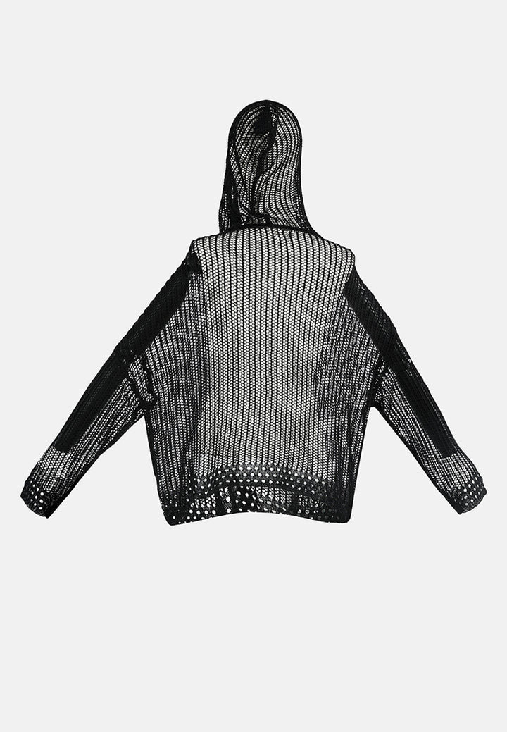 knitted hoodie#color_black
