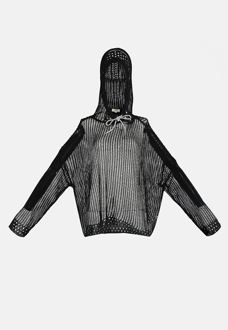 knitted hoodie#color_black