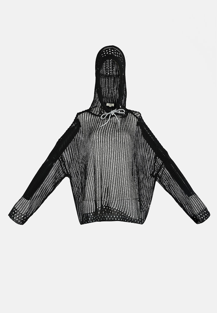 knitted hoodie#color_black
