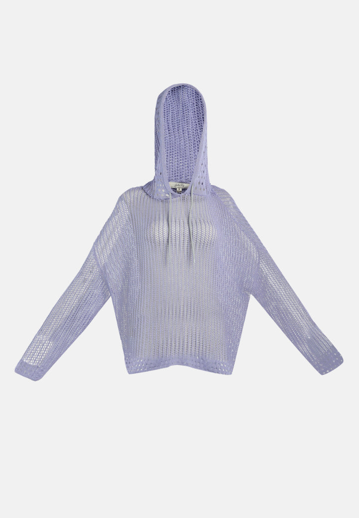 knitted hoodie#color_purple