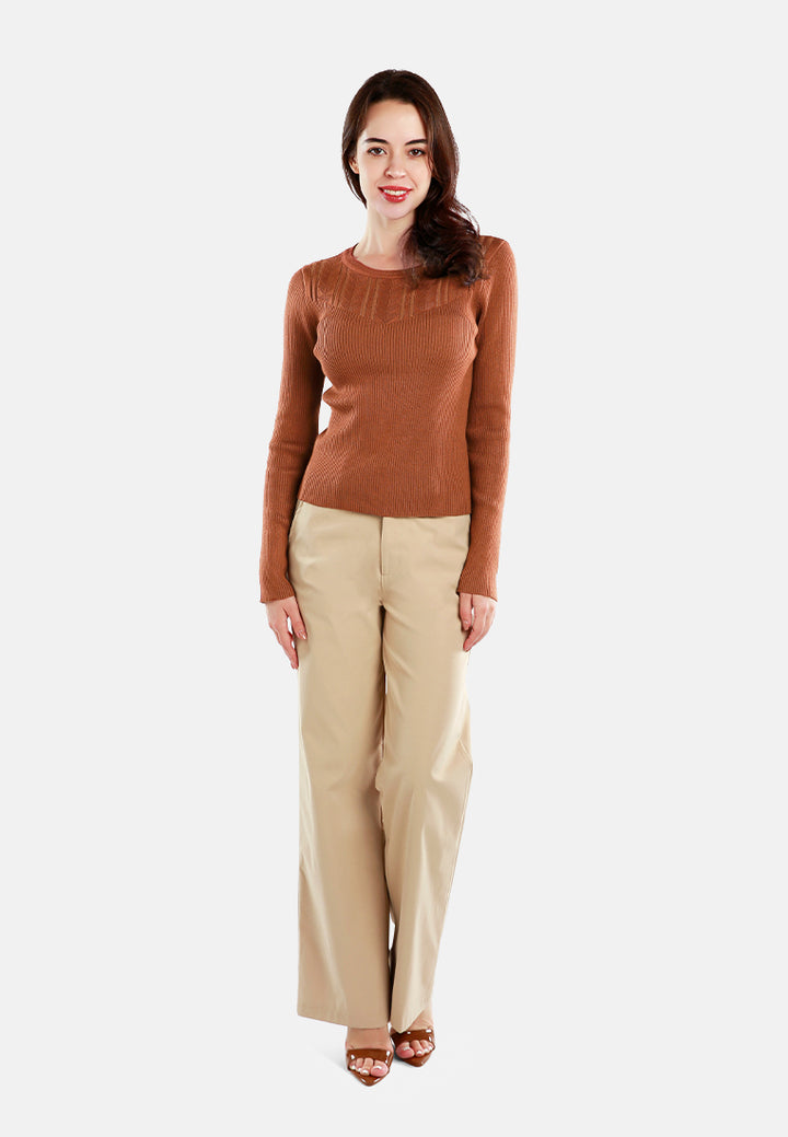 knitted pattern sweater top#color_cognac