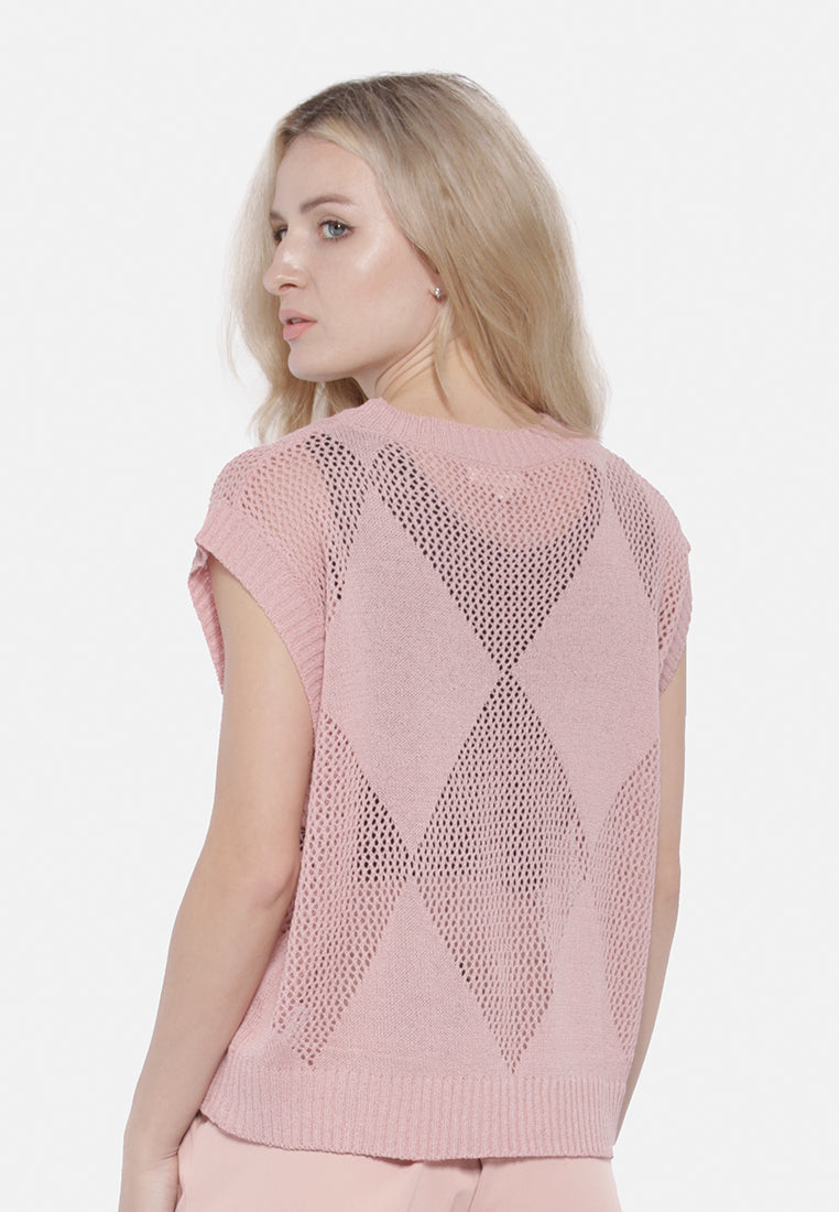 knitted sleeveless top#color_pink