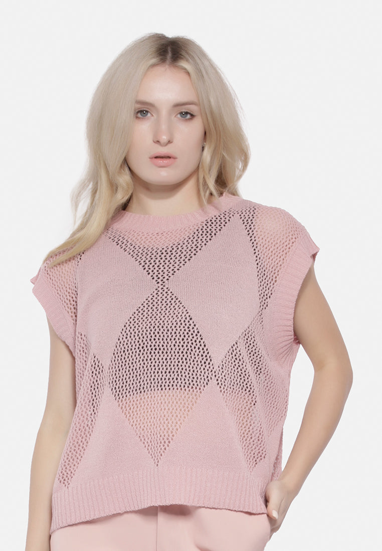 knitted sleeveless top#color_pink