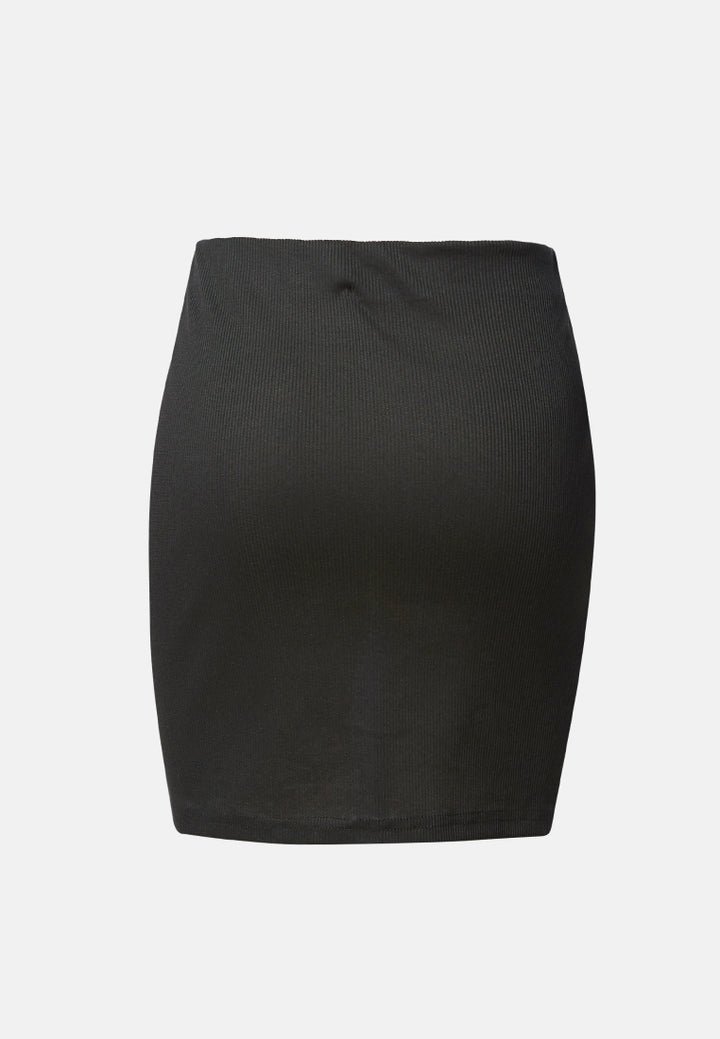 knitted tube mini skirt#color_black