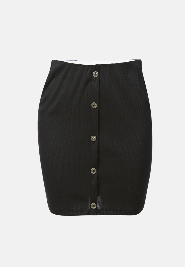 knitted tube mini skirt#color_black